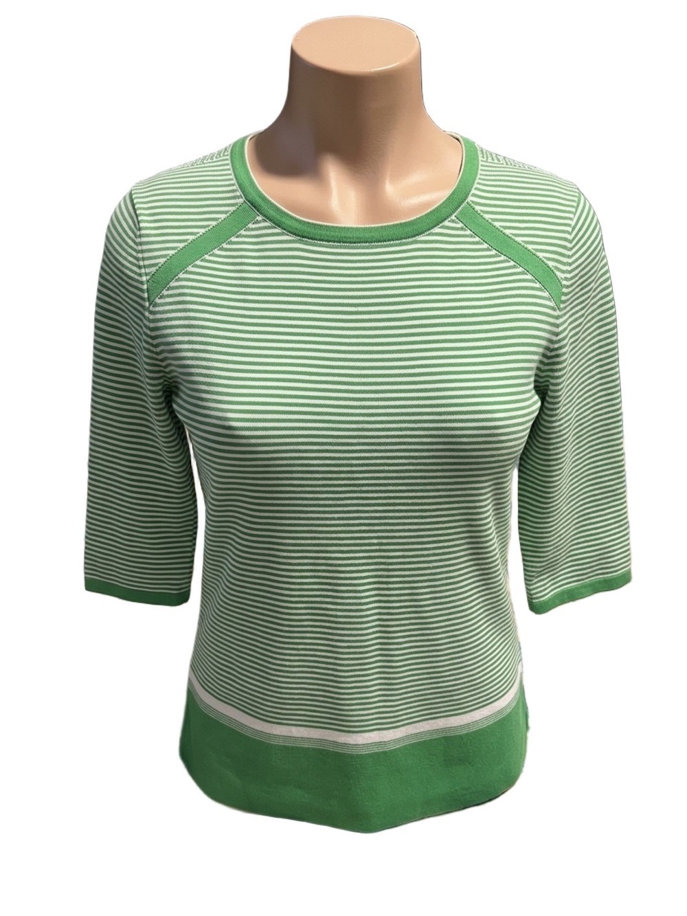 VINTAGE Mod  Kay Windsor 60’s Green & White Retro Top Shirt Medium